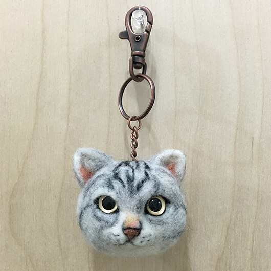 羊毛氈貓貓頭部鑰匙圈